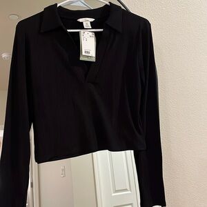 H&M black jersey material, crop top. Size medium.